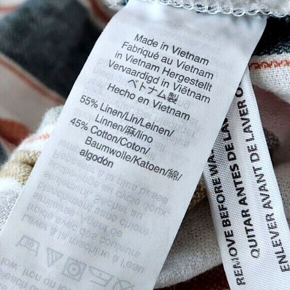 Madewell linen blend Pants Multicolor Striped Wide Leg pockets Womens Size S - Picture 7 of 10